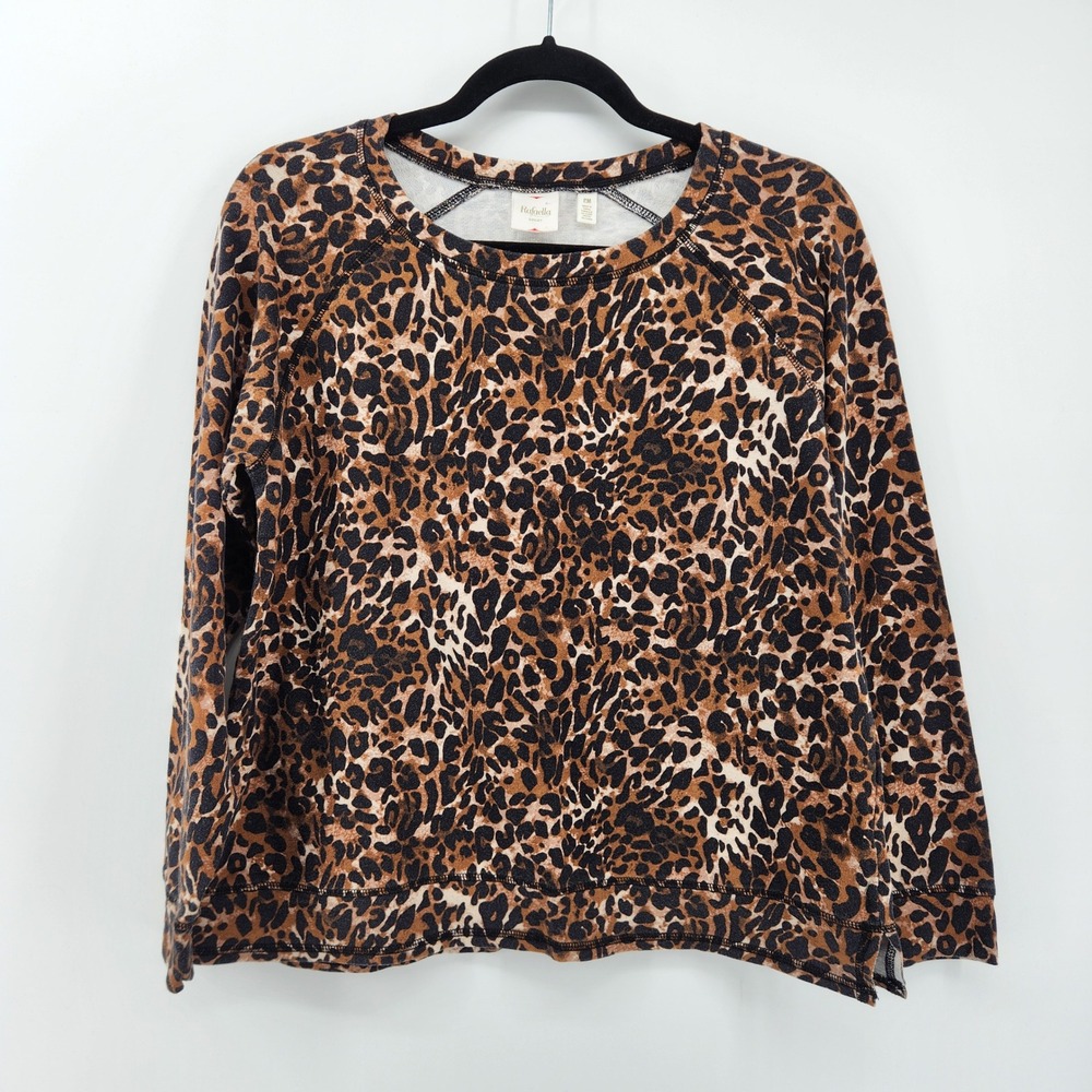 Rafaella Sport Leopard Print Sweatshirt Women's Petite Medium Pullover